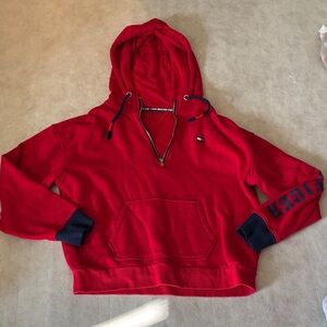 Tommy Hilfiger Red and Navy Sport Hoodie